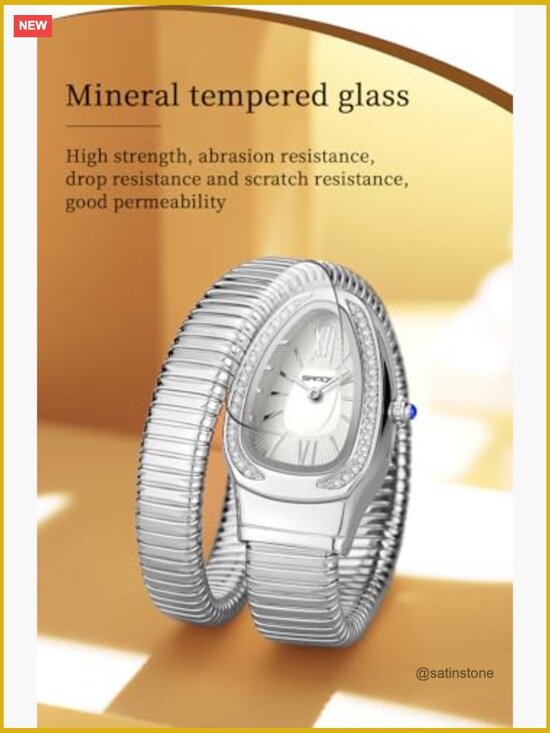 Elegant Snake Wrap Around Bangle Bracelet Watch - Quartz Cuff Wristwatch main image 5